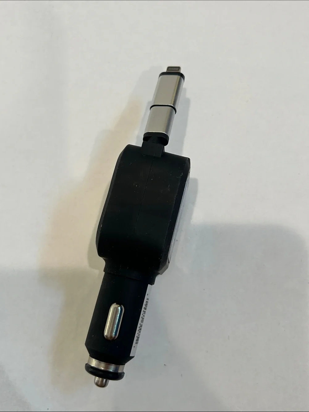 Retractable Charging Plug Car Adapter dual tip for iPhone & android black nwot